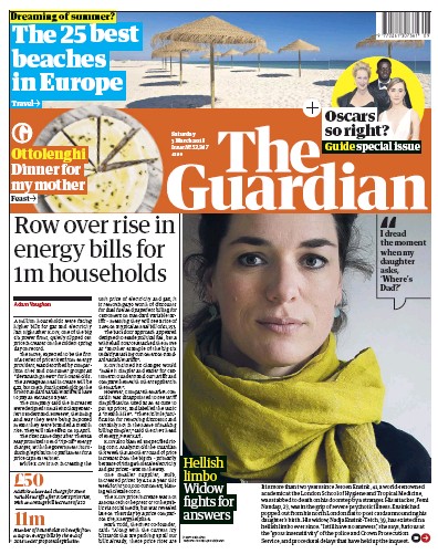 The Guardian Newspaper Front Page (UK) for 3 March 2018