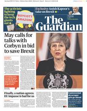 The Guardian (UK) Newspaper Front Page for 3 April 2019