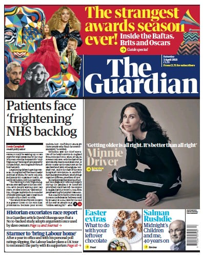 The Guardian Newspaper Front Page (UK) for 3 April 2021