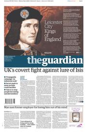 The Guardian (UK) Newspaper Front Page for 3 May 2016