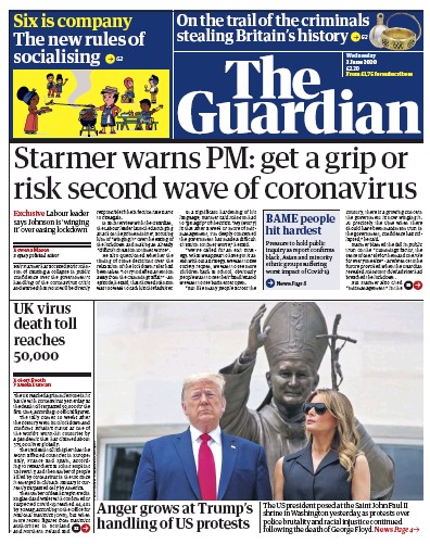 The Guardian Newspaper Front Page (UK) for 3 June 2020