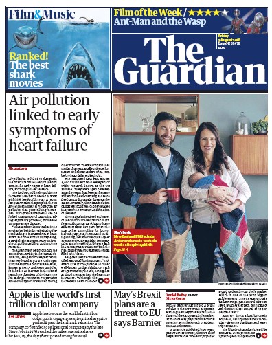 The Guardian Newspaper Front Page (UK) for 3 August 2018