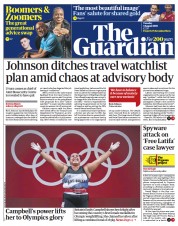 The Guardian (UK) Newspaper Front Page for 3 August 2021