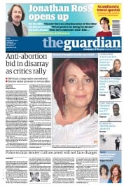 The Guardian Newspaper Front Page (UK) for 3 September 2011