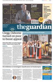 The Guardian (UK) Newspaper Front Page for 3 September 2016