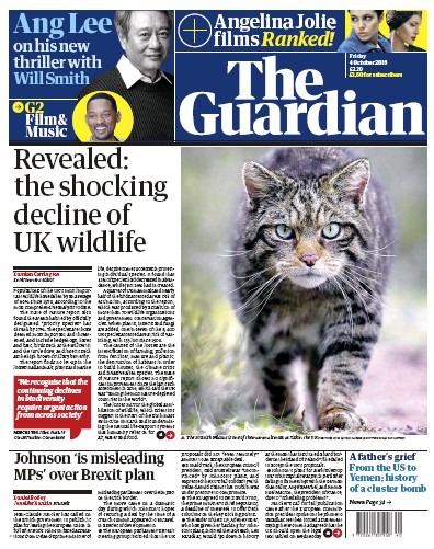 The Guardian Newspaper Front Page (UK) for 4 October 2019