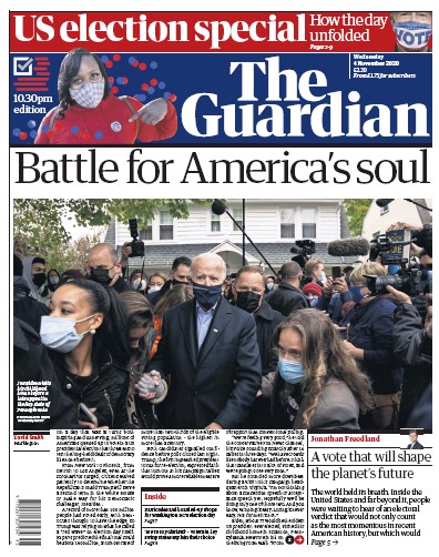 The Guardian Newspaper Front Page (UK) for 4 November 2020