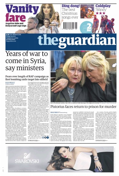 The Guardian Newspaper Front Page (UK) for 4 December 2015