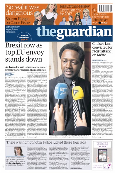 The Guardian Newspaper Front Page (UK) for 4 January 2017