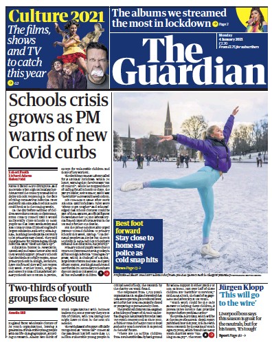 The Guardian Newspaper Front Page (UK) for 4 January 2021
