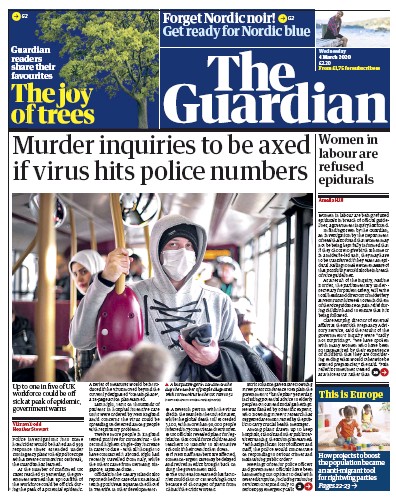 The Guardian Newspaper Front Page (UK) for 4 March 2020