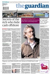 The Guardian Newspaper Front Page (UK) for 4 April 2013