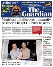The Guardian (UK) Newspaper Front Page for 4 May 2020