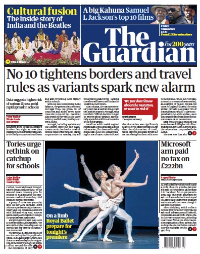 The Guardian Newspaper Front Page (UK) for 4 June 2021