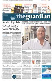 The Guardian (UK) Newspaper Front Page for 4 July 2017