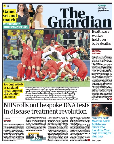 The Guardian Newspaper Front Page (UK) for 4 July 2018