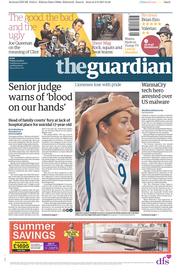 The Guardian (UK) Newspaper Front Page for 4 August 2017