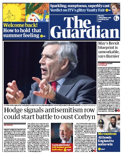 The Guardian Newspaper Front Page (UK) for 4 September 2018