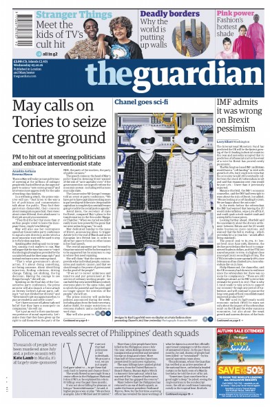 The Guardian Newspaper Front Page (UK) for 5 October 2016