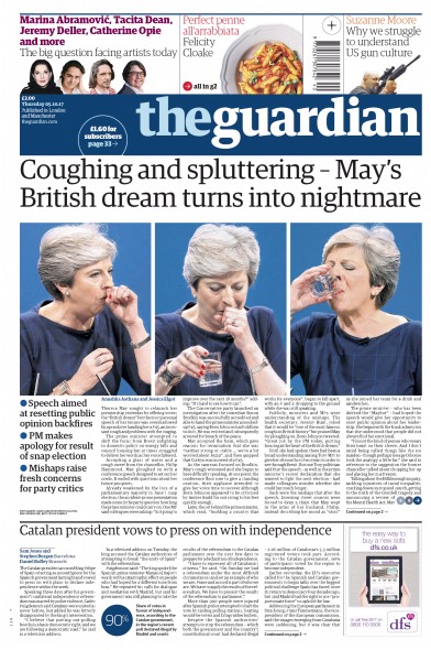 The Guardian Newspaper Front Page (UK) for 5 October 2017
