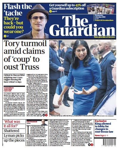 The Guardian Newspaper Front Page (UK) for 5 October 2022