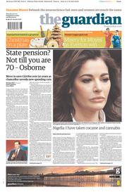 The Guardian Newspaper Front Page (UK) for 5 December 2013