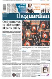The Guardian (UK) Newspaper Front Page for 5 January 2016