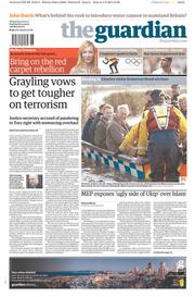 The Guardian Newspaper Front Page (UK) for 5 February 2014