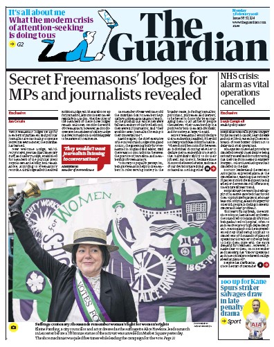 The Guardian Newspaper Front Page (UK) for 5 February 2018