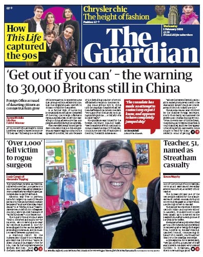 The Guardian Newspaper Front Page (UK) for 5 February 2020