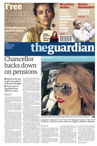 The Guardian Newspaper Front Page (UK) for 5 March 2016