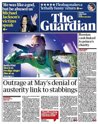 The Guardian Newspaper Front Page (UK) for 5 March 2019