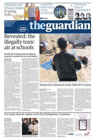 The Guardian Newspaper Front Page (UK) for 5 April 2017