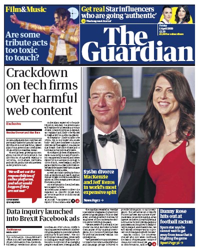 The Guardian Newspaper Front Page (UK) for 5 April 2019