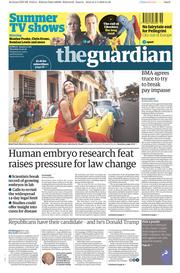 The Guardian (UK) Newspaper Front Page for 5 May 2016