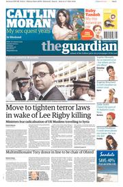 The Guardian Newspaper Front Page (UK) for 5 July 2014