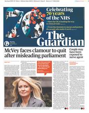 The Guardian (UK) Newspaper Front Page for 5 July 2018