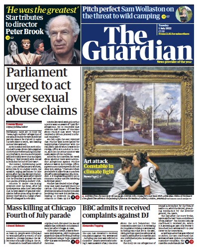 The Guardian Newspaper Front Page (UK) for 5 July 2022