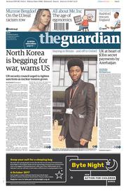 The Guardian (UK) Newspaper Front Page for 5 September 2017