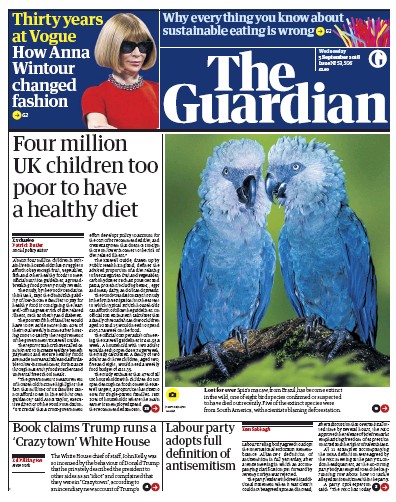 The Guardian Newspaper Front Page (UK) for 5 September 2018