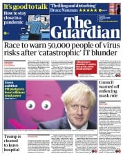 The Guardian (UK) Newspaper Front Page for 6 October 2020