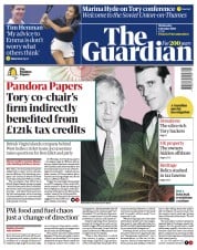 The Guardian (UK) Newspaper Front Page for 6 October 2021