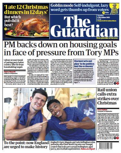 The Guardian Newspaper Front Page (UK) for 6 December 2022