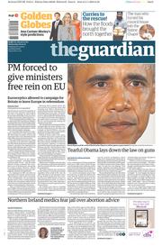 The Guardian (UK) Newspaper Front Page for 6 January 2016