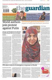 The Guardian Newspaper Front Page (UK) for 6 February 2014