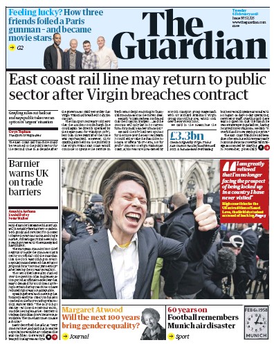 The Guardian Newspaper Front Page (UK) for 6 February 2018