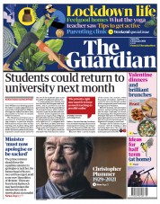 The Guardian (UK) Newspaper Front Page for 6 February 2021