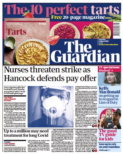 The Guardian Newspaper Front Page (UK) for 6 March 2021