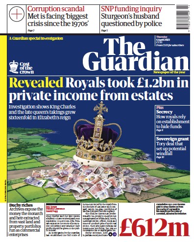 The Guardian Newspaper Front Page (UK) for 6 April 2023