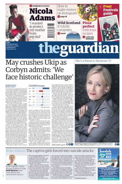 The Guardian Newspaper Front Page (UK) for 6 May 2017